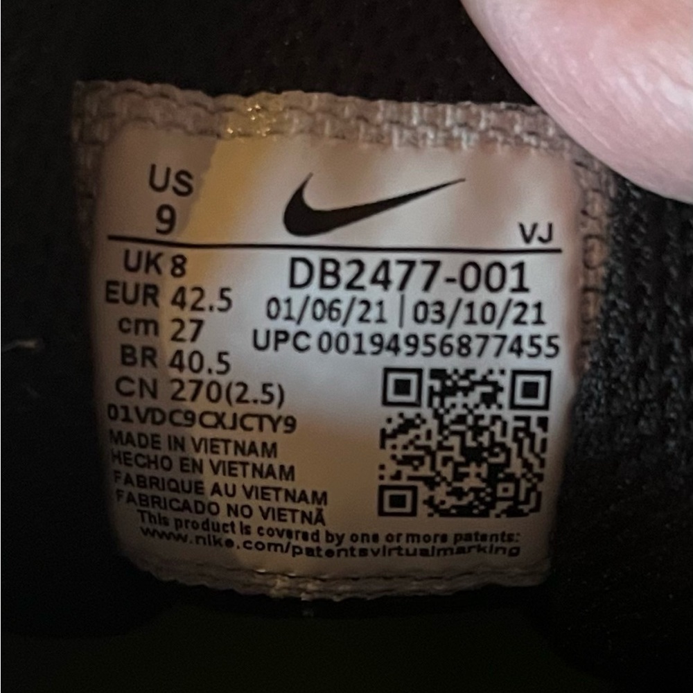Nike Crater Impact SE Men's Sneakers Size 9 Lightweight Black Grey Off Noir - Picture 9 of 9